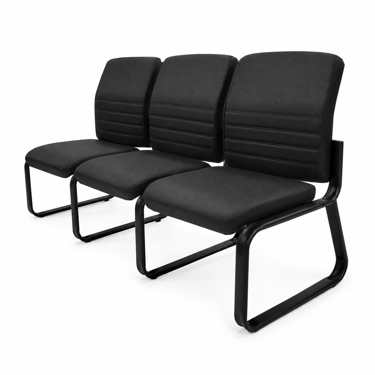 Sofanete para Escritório Estofada com 03 Lugares ESTOFADA – PMD – Cor Preto – 33121