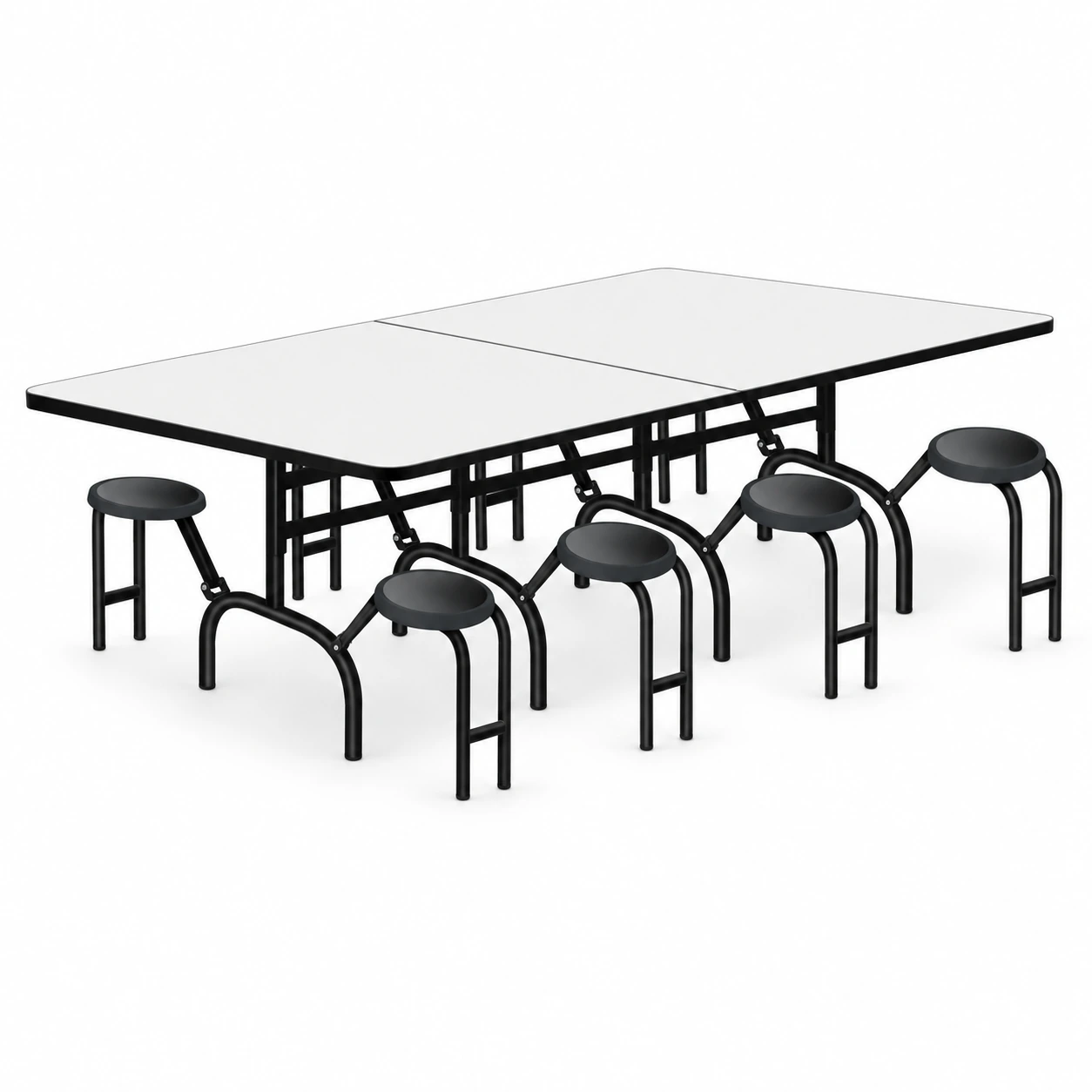 Mesa p/ Refeitório ESCAMOTEÁVEL 08 Lugares – MDP BRANCO DE 25 MM – ART VIVA – 50047