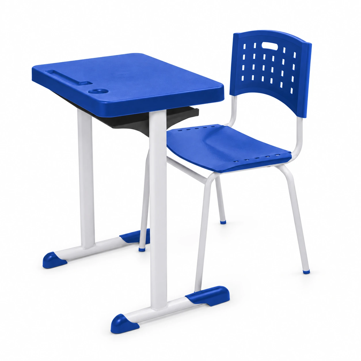 Kit Escolar Individual AZUL – (Mesa e Cadeira) – ADULTO – TAMPO PLÁSTICO REALPLAST – 54004