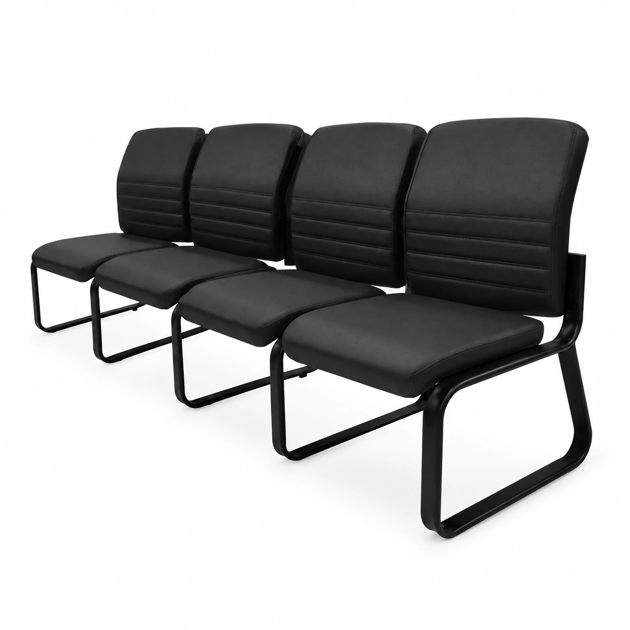 Sofanete para Escritório Estofada com 04 Lugares ESTOFADA – PMD – Cor Preto – 33122