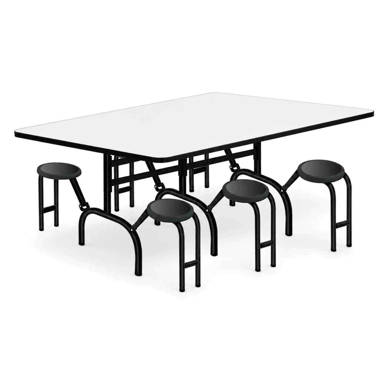 Mesa p Refeitório ESCAMOTEÁVEL 06 Lugares – MDP BRANCO DE 25 MM – ART VIVA – 50051