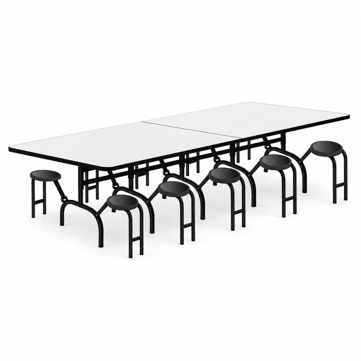 Mesa p/ Refeitório ESCAMOTEÁVEL 10 Lugares – MDP BRANCO DE 25 MM – ART VIVA – 50048