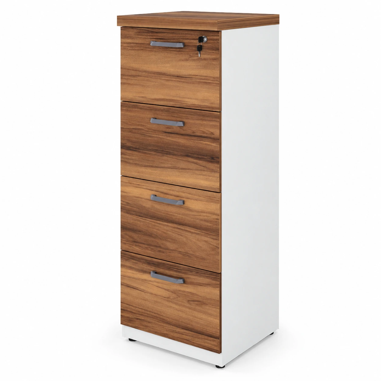 Arquivo 04 Gavetas Pasta Suspensa – 1,28×0,46×0,45m NOGAL SEVILHA/BRANCO – 34314