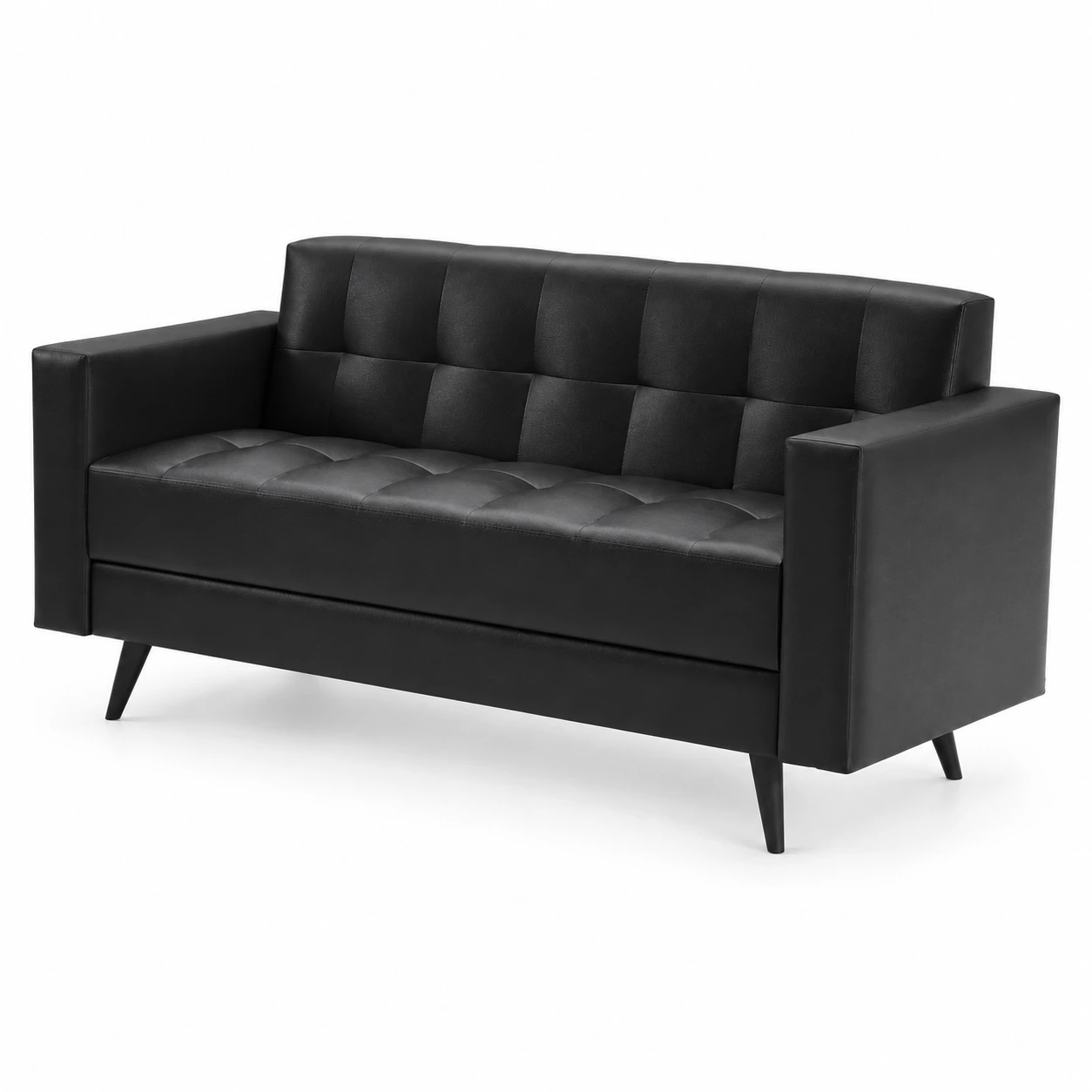 Sofá para Escritório Roma 03 Lugares – Corino – Cor Preto – 60042
