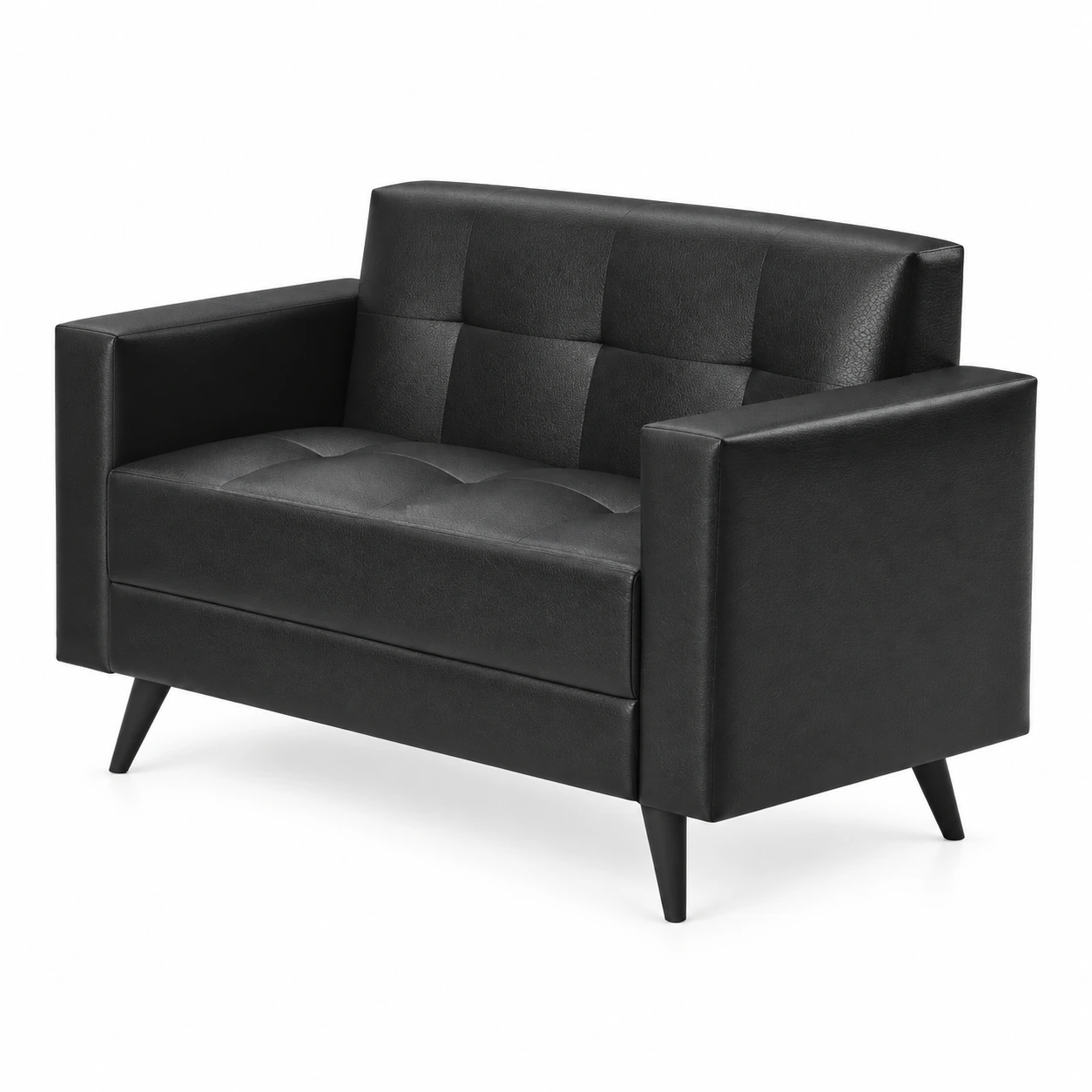 Sofá para Escritório Roma 02 Lugares – Corino – Cor Preto – 60041