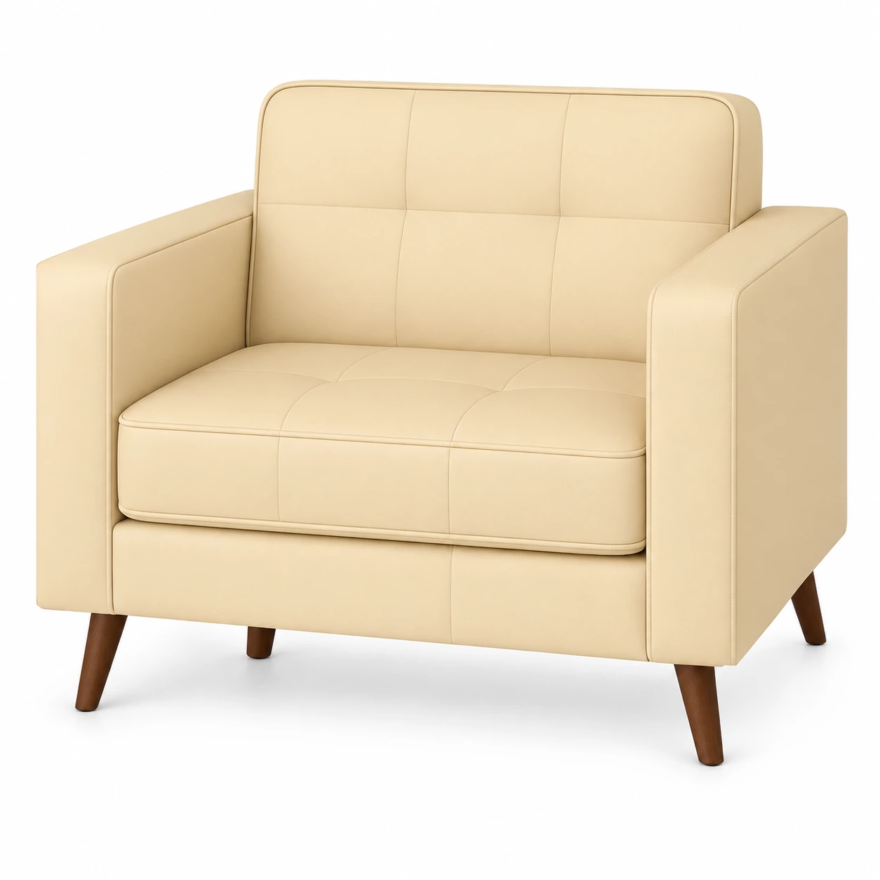 Poltrona para Escritório ROMA 01 Lugar – Corino – Cor AREIA – 60061