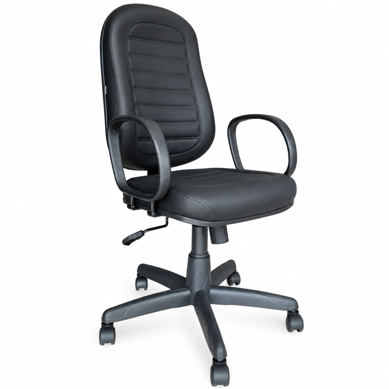 Cadeira Presidente BAIXA COSTURADA – Braço Corsa – COR PRETA – Divulga Móveis – 30102
